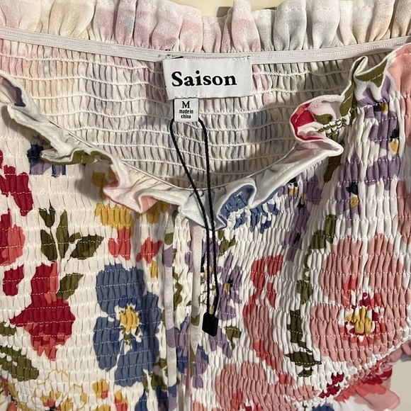 En Saison Constantia Floral Print Smocked Crop Top - Picture 3 of 3